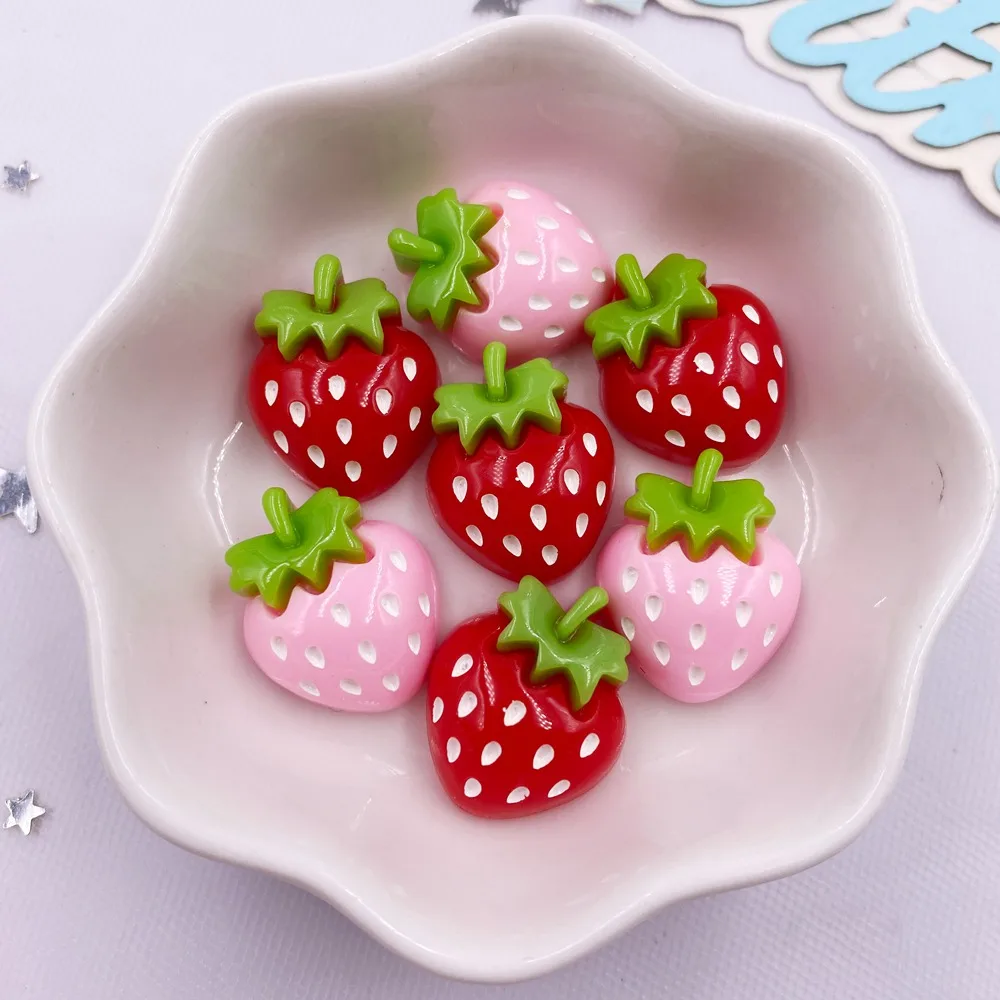 Paradise Jewelry & Watches Dolphin Mall - 10PCS Resin Kawaii Colorful Cartoon Strawberry