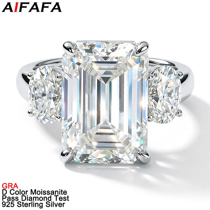 Sterling Silver Ring - 12 Carat All Moissanite Diamond Rings