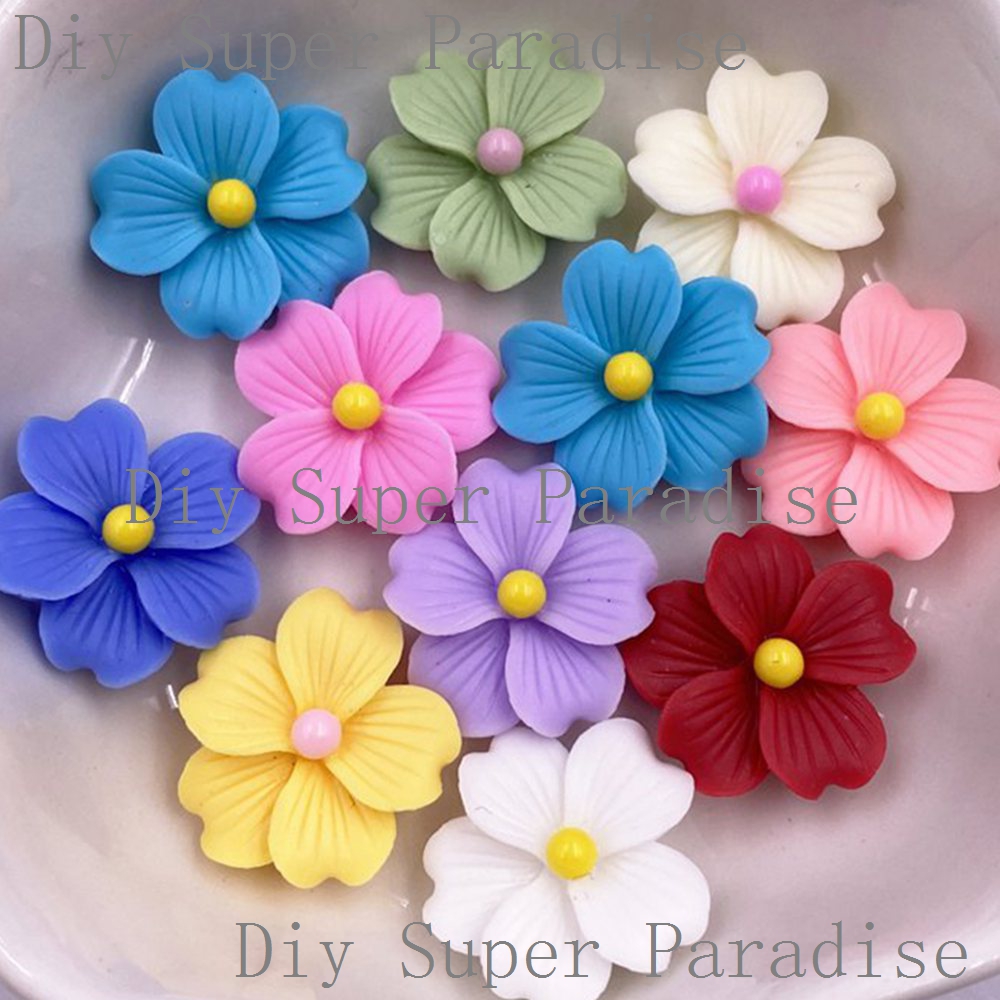 Paradise Jewelry & Watches Dolphin Mall - 50Pcs Resin Colorful 16mm Flower Flat