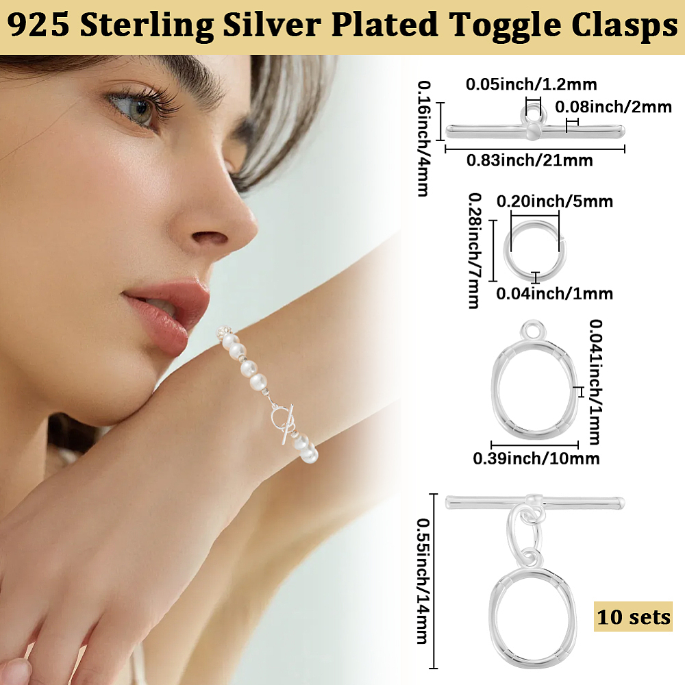 Brass Toggle Clasps with Brass - Sterling Silver Ring 评论和价格