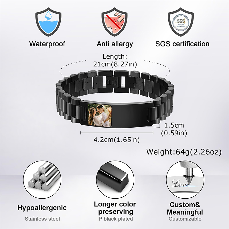 Custom Picture Text Bracelet W - Jewelry Watches Men 评论和价格