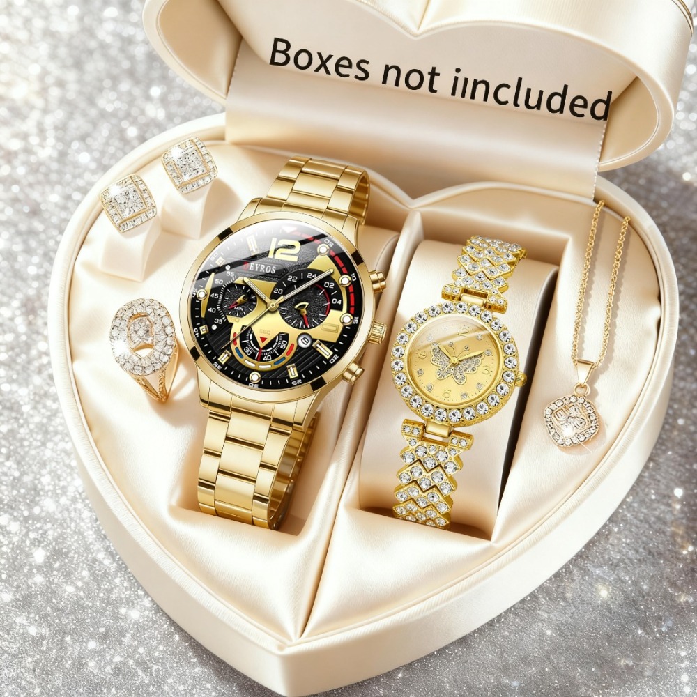 Fashion Couple Watches 6pcs Se - Couple Ring Set 评论和价格
