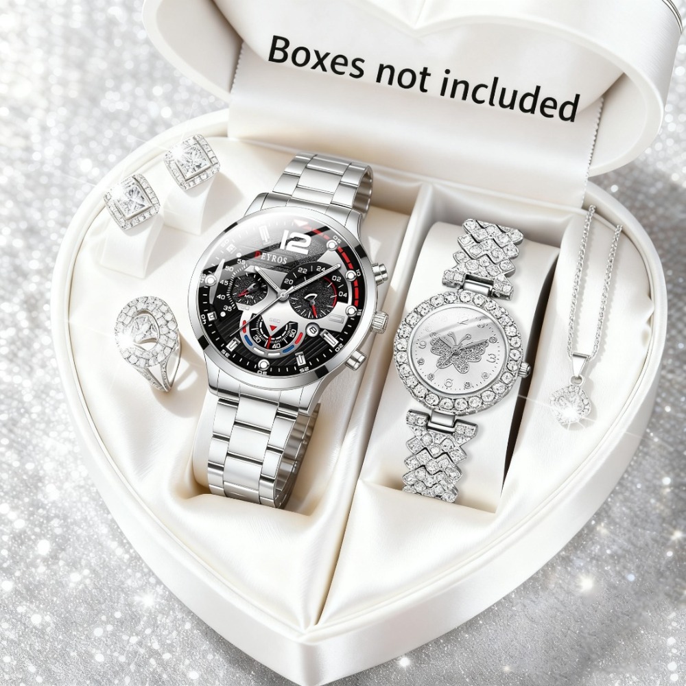Fashion Couple Watches 6pcs Se - Couple Ring Set 评论和价格