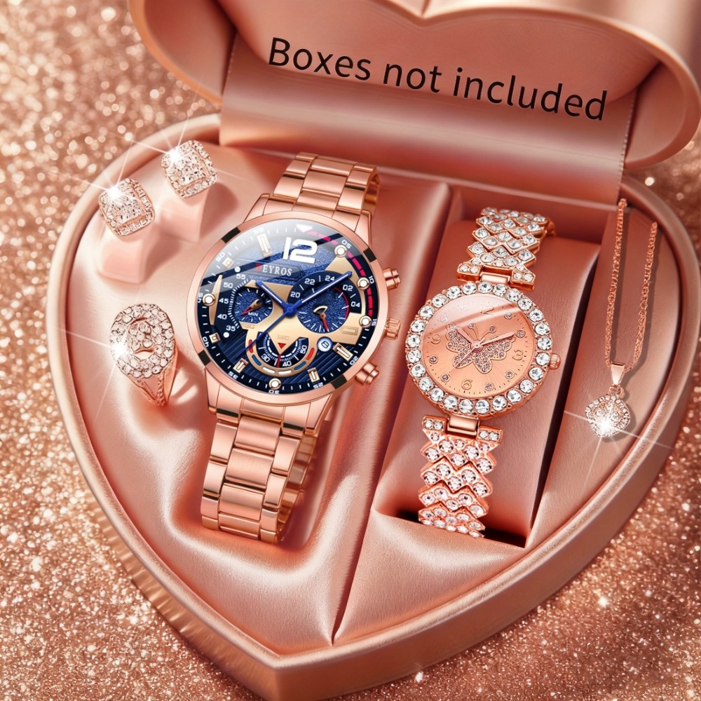 Fashion Couple Watches 6pcs Se - Couple Ring Set 评论和价格