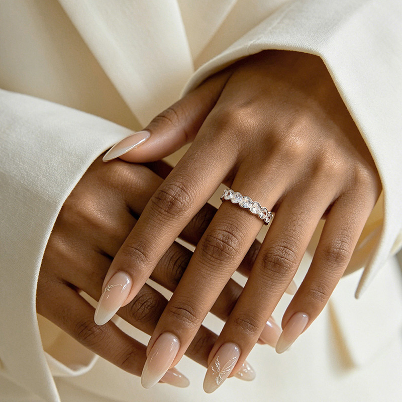 Women 3‑4mm Heart Cut D‑Color  - Statement Cocktail Ring 评论和价格