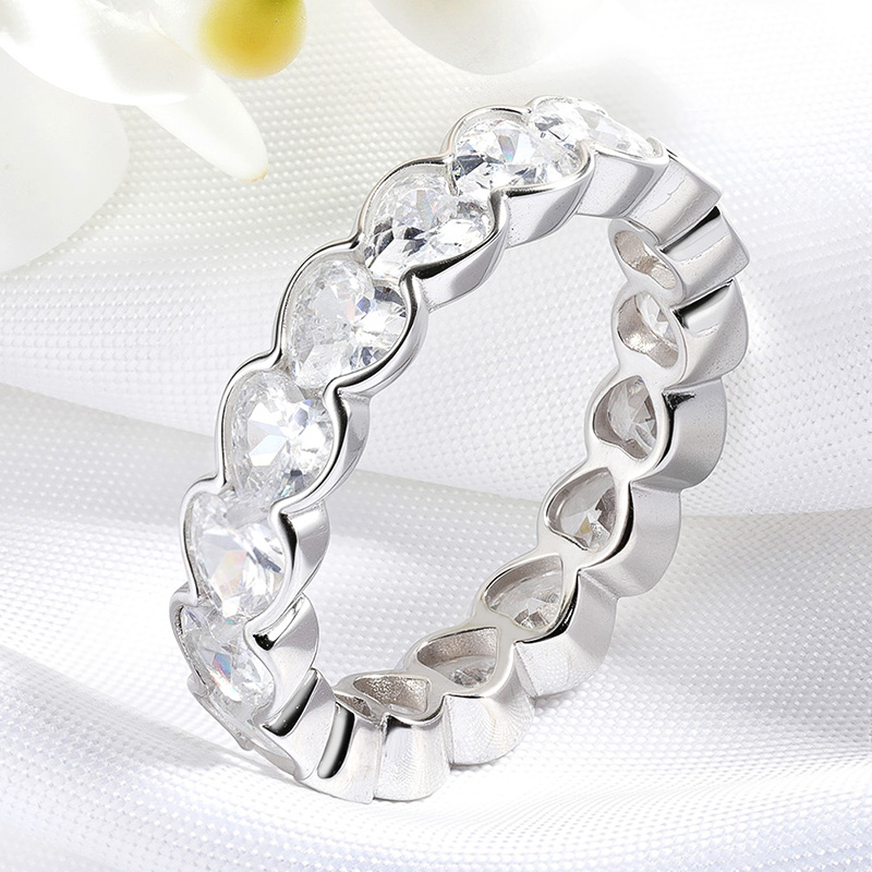 Women 3‑4mm Heart Cut D‑Color  - Statement Cocktail Ring 评论和价格