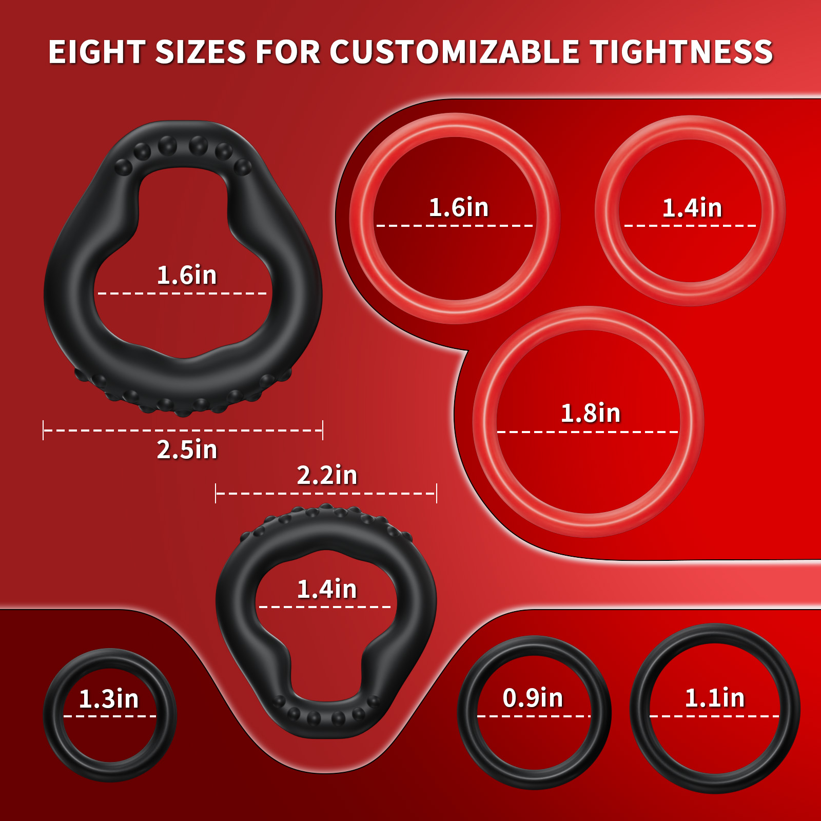 KUSHOR 8 PCS Silicone Penis Ri - Couple Ring Set 评论和价格