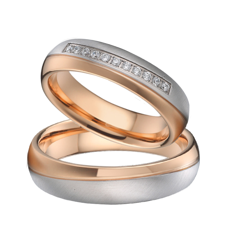 Designer Handmade 18K Rose Gol - Couple Ring Set 评论和价格