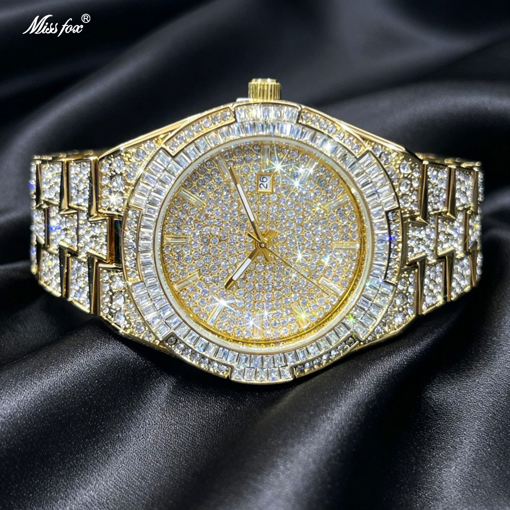 Hot Sell Gold Ice Watch For Me - Jewelry And Watches Luxury Brand 评论和价格
