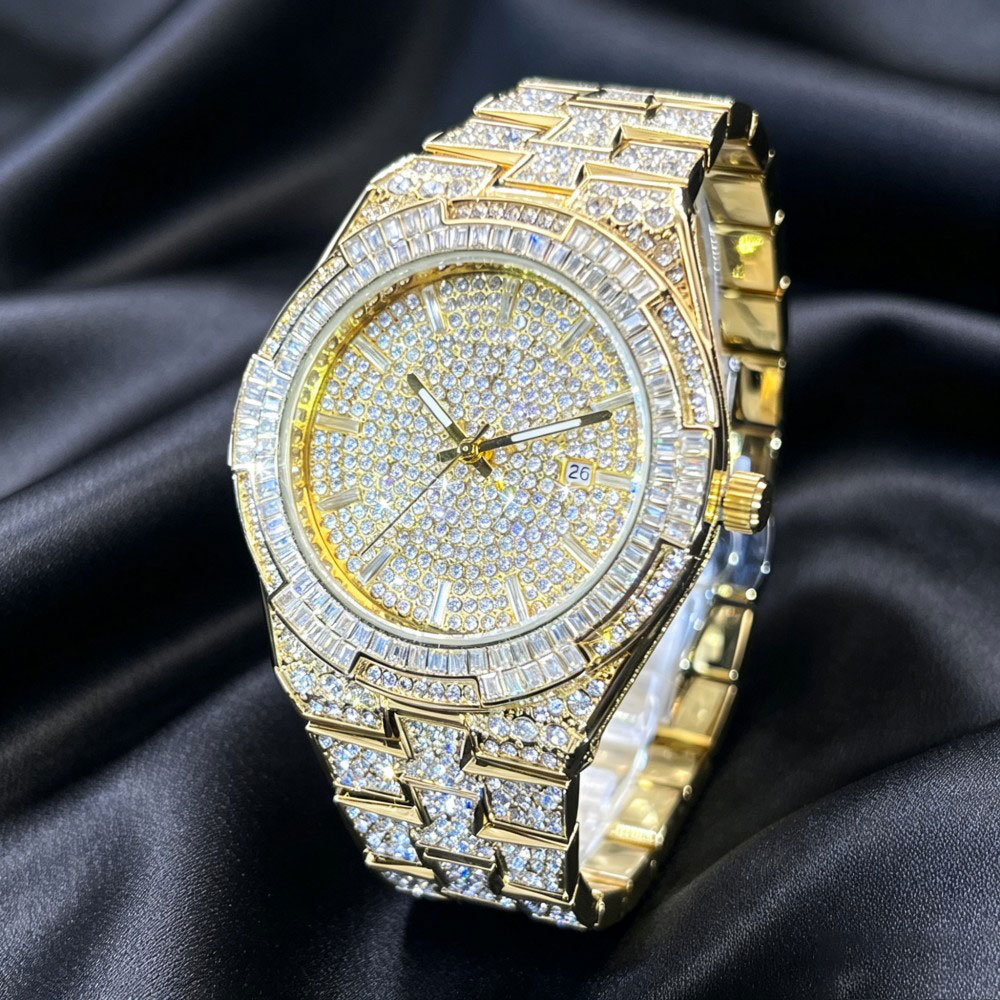 Hot Sell Gold Ice Watch For Me - Jewelry And Watches Luxury Brand 评论和价格