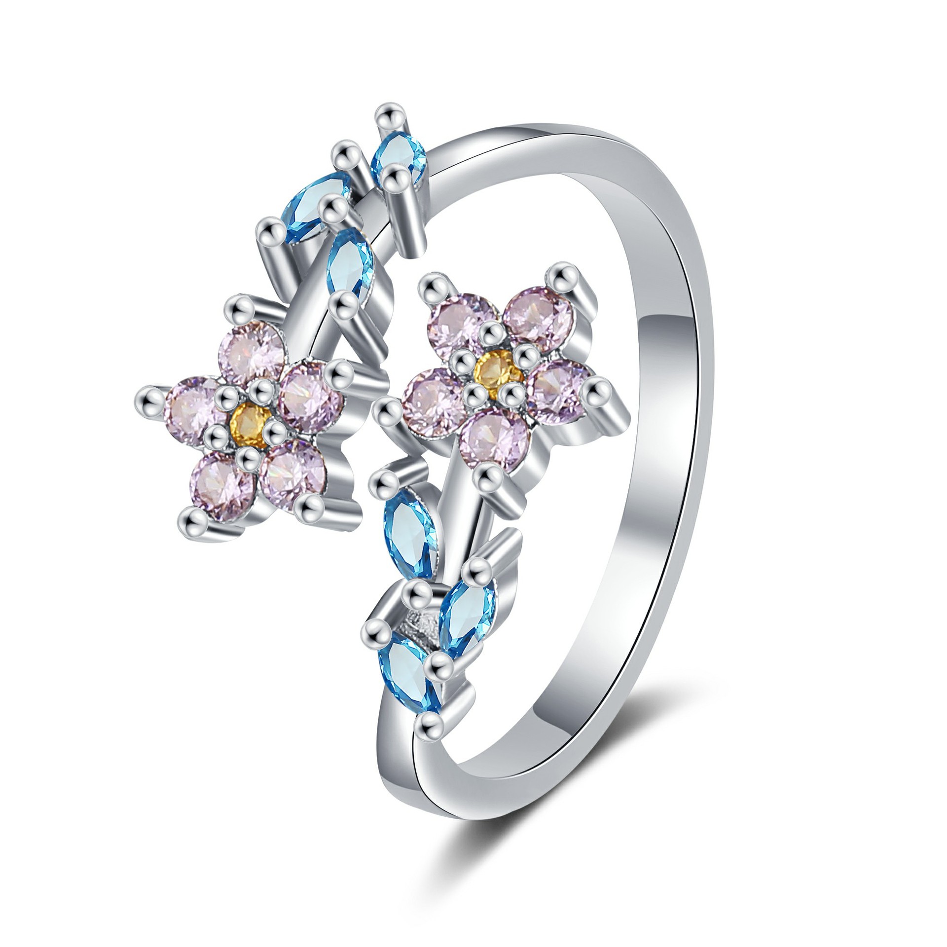 925 Sterling Silver Flower Lea - Statement Cocktail Ring 评论和价格
