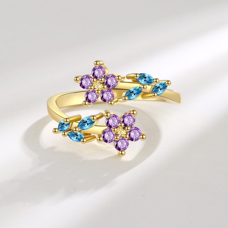 925 Sterling Silver Flower Lea - Statement Cocktail Ring 评论和价格