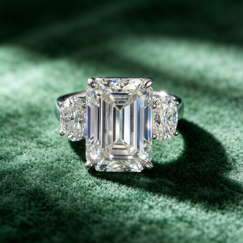 12 Carat All Moissanite Diamon - Sterling Silver Ring 评论和价格