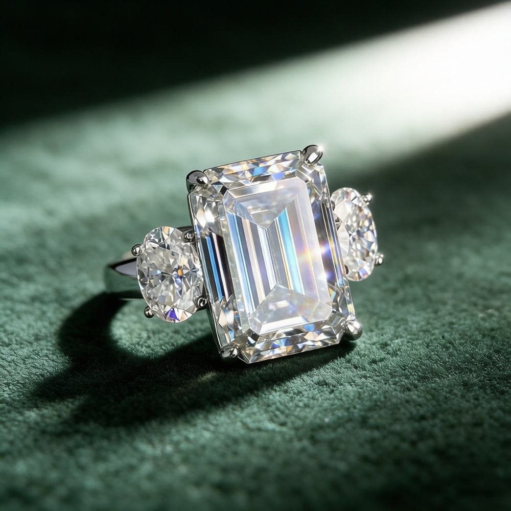 12 Carat All Moissanite Diamon - Sterling Silver Ring 评论和价格