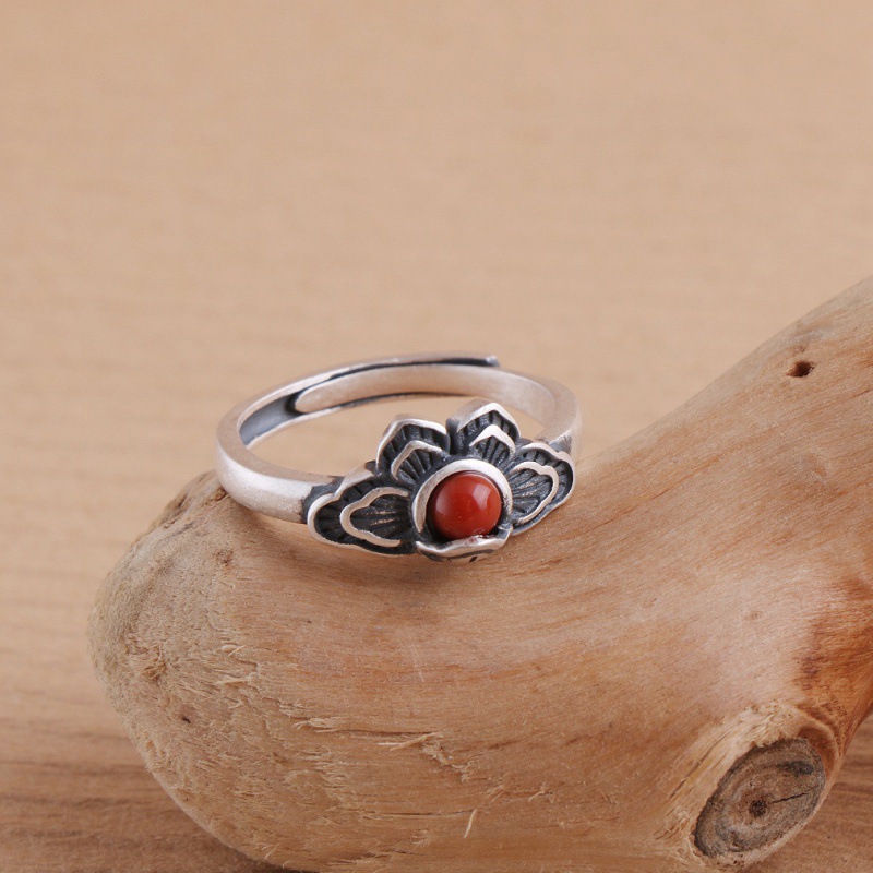 Matte retro silver 925 inlaid  - Statement Cocktail Ring 评论和价格