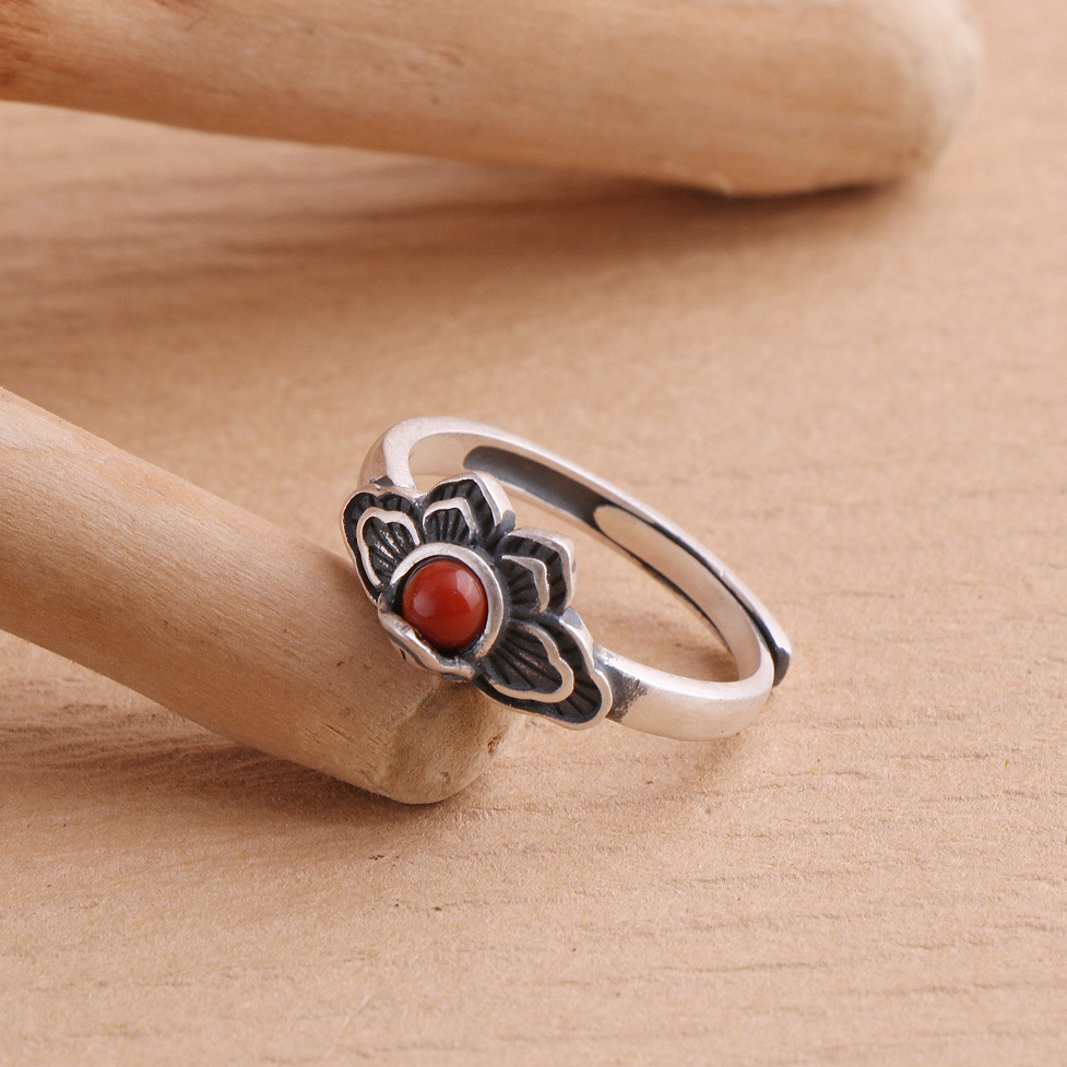 Matte retro silver 925 inlaid  - Statement Cocktail Ring 评论和价格