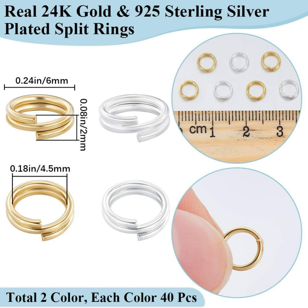 1 Box 80Pcs Split Jump Ring 24 - Sterling Silver Ring 评论和价格