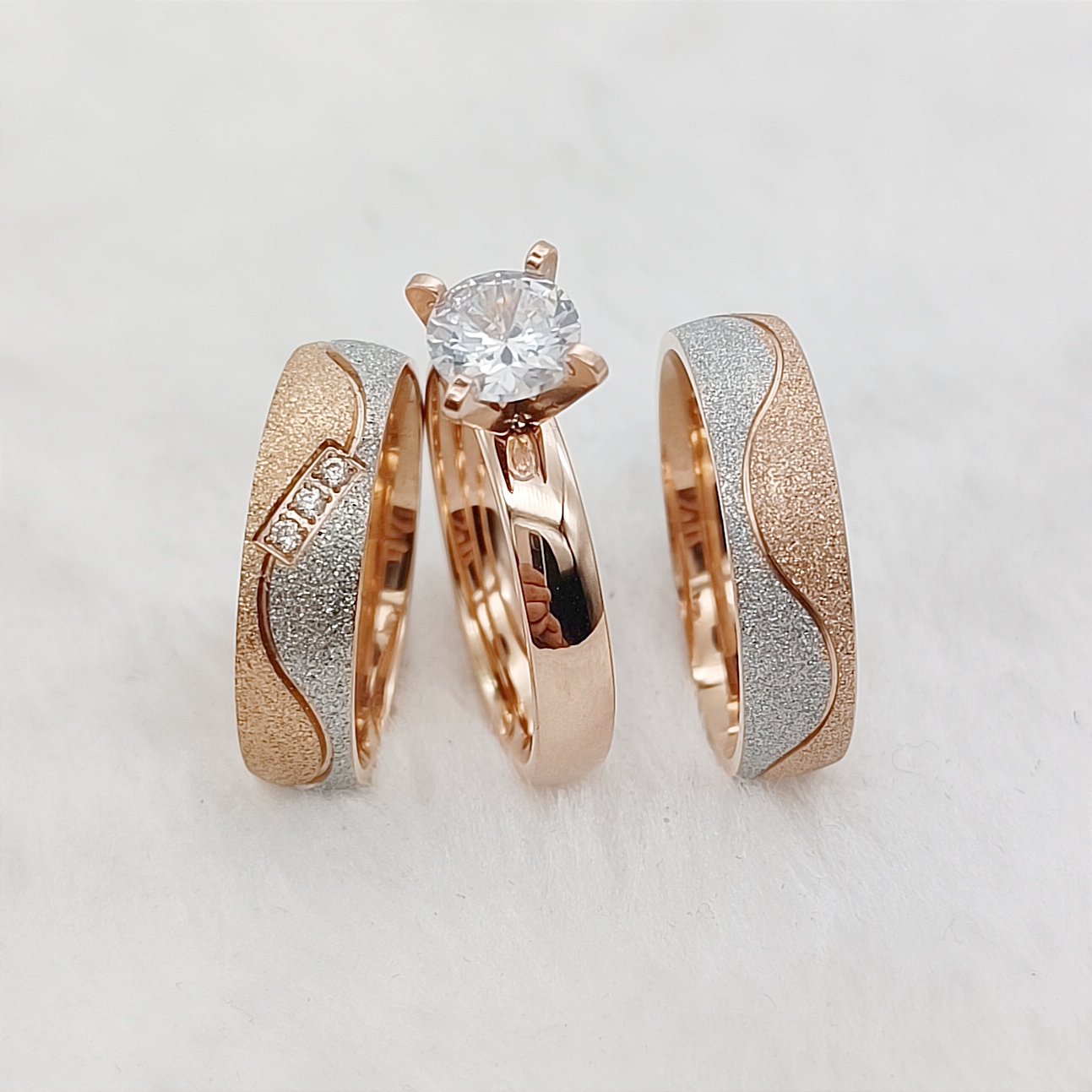 Proposal 3pcs Marriage Promise - Couple Ring Set 评论和价格