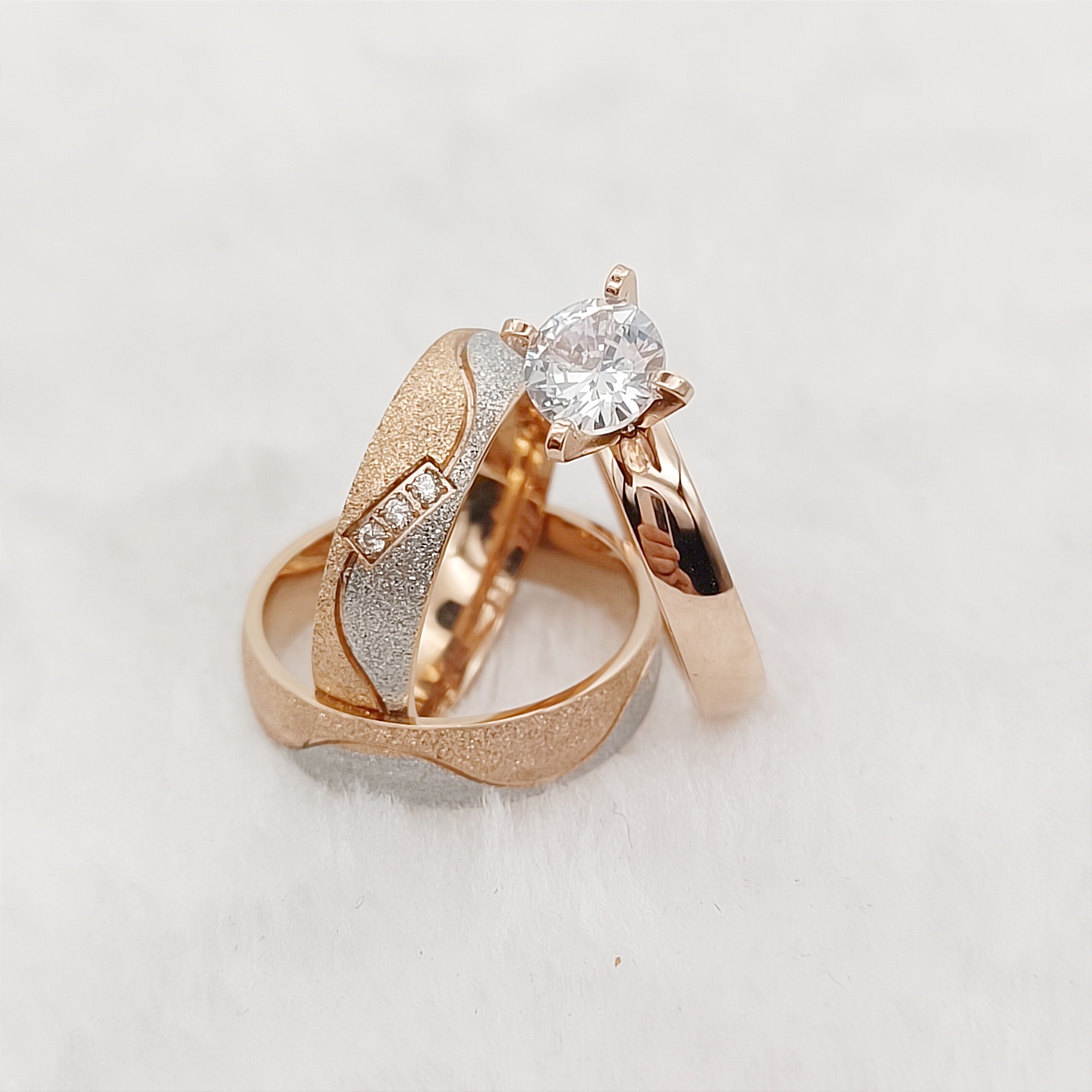 Proposal 3pcs Marriage Promise - Couple Ring Set 评论和价格